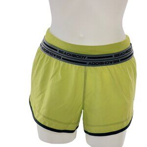 BEACHBODY Women’s Shorts Green Sportswear Polyester Stretch Gray Trim Size S/P